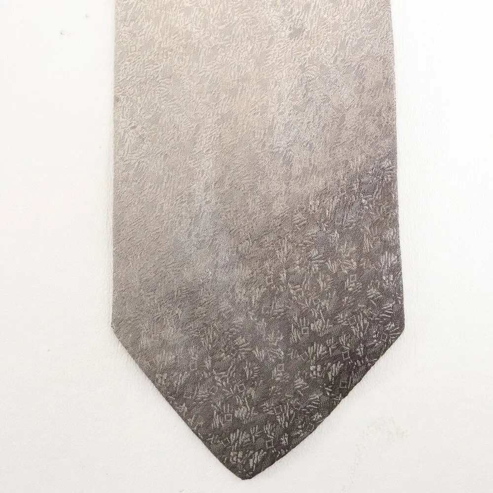 Lilly Dache Marv Miller Tie Mens 56 in Silk Gray Ombre Abstract Geo Floral Wide